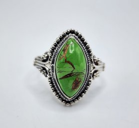 Bali, Green Turquoise Ring In Sterling Silver