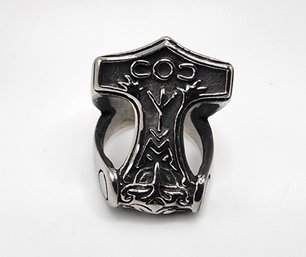 Anchor With Celtic Knot Men's Ring In Black Oxidized Stainless Steel