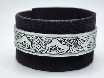 Magnetic By Design Antique Style Dragon Cuff Bracelet In Silvertone