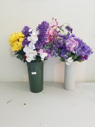 Two Large Purple & Pink Silk Flower Arrangements #7