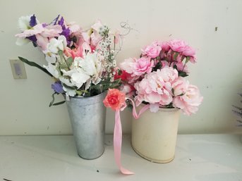 Two Big Pink Silk Flower Arrangements #8