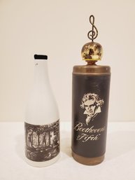 Two Vintage Liquor Wine Bottle Music Boxes - Beethoven's Fifth & Verdelho Madeira Wine