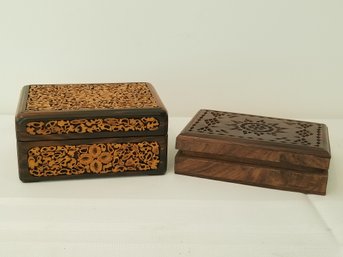 Vintage Wooden Hand Carved Trinket Jewelry Keepsake Boxes