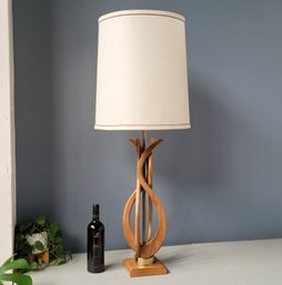 Huge 60s Sculpted Walnut Table Lamp