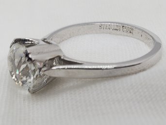 Vintage Sterling Silver Size 6.5 Engagement Ring With CZ ~ 2.70 Grams