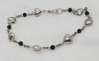 Vintage Sterling Silver 7' Heart Bracelet ~ 4.19 Grams