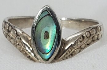 Stunning Vintage Sterling Silver Size 9 Abalone Shell Ring ~ 2.87 Grams