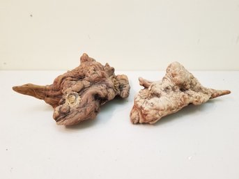 Two Pieces Of Vintage Burl Gnarly Ghost Tree Wood Specimens