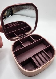 Pink Compact Jewelry Organizer With Mirror