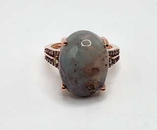 Premium Natural Zimbaprase, Natural Champagne Diamond Ring In Rose Gold Over Sterling