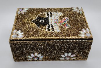 Handcrafted Golden Fish Print Beaded Box