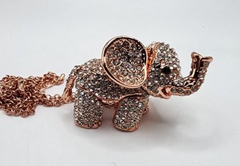 Austrian Crystal Jointed Elephant Pendant Necklace