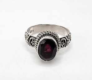 Bali, Rhodolite Garnet Ring In Sterling Silver