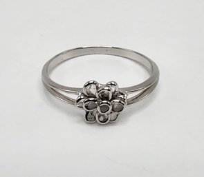 Polki Diamond Flower Ring In Sterling Silver