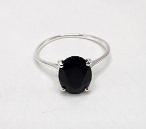 Thai Black Spinel Ring In Sterling Silver