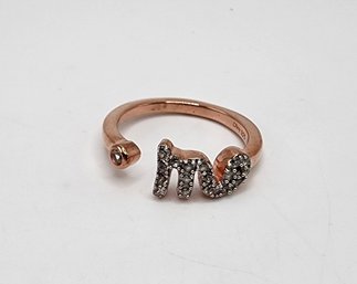 White Zircon Virgo Zodiac Ring In Rose Gold Over Sterling