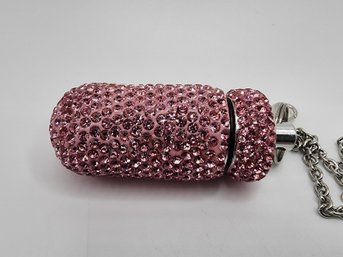 Pink Austrian Crystal Pill Case Pendant Necklace Or Keychain