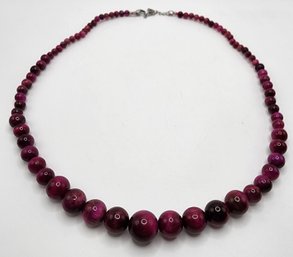 South African Pink Tigers Eye Beaded Necklace In Stainless