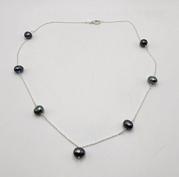 Peacock Freshwater Pearl Necklace In Sterling Silver