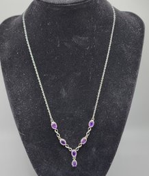 Amethyst Necklace In Stainless Steel