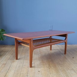 60s Danish Teak And Cane Coffee Table By Trioh Denmark
