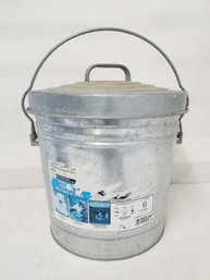 Six Gallon Galvanized Metal Can With Locking Lid - Holds Up To 15lbs Of Dry Food Or Seed