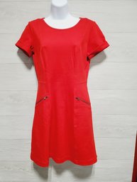 Pretty Red THEORY Size 4 Short Sleeve Dress