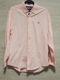 Men's Vineyard Vines By Shep & Ian Pink Long Sleeved Button Down Whale Shirt - Size Medium