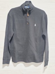 Men's Polo By Ralph Lauren Quarter Zip Black Cotton Pullover - Size Small