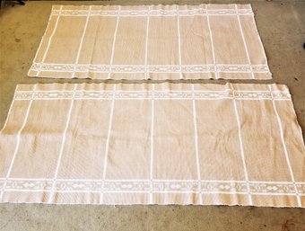 Two Reversible Woven Beige & White Floor Runners