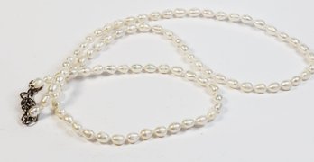 Real Fresh Water Pearls With Sterling Silver Clasp  Necklace