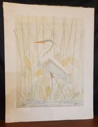 Signed And Numbered Don Russell Print Of A Blue Heron ~ 169/500