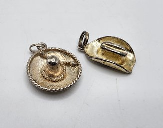 Pair Of Vintage Sterling Silver Hat Charms