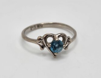 Vintage Blue Amethyst Heart Ring In Sterling Silver