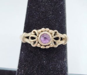 Vintage Pink Tourmaline Ring In Sterling Silver