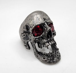 Incredible Men's Skull Ring With Red Eyes