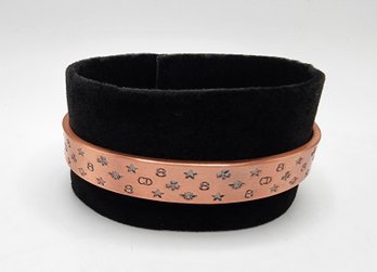 Magnetic By Design Celestial Star Pattern Cuff Bracelet In Black Oxidized & Rose Tone