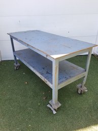 Commercial Grade Heavy-duty Steel Industrial Metal Table With Wheels 36' High