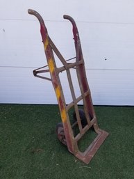 Antique Industrial Steampunk Distressed Iron & Wood Hand Truck Cart Coffee Table