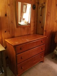 3 Drawer Dresser With Matching Mirror  Solid Wood