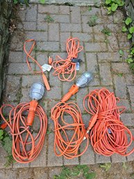 Lot Of Heavy Duty Extension Cords - 5 Pieces (2 With Lights Attached)