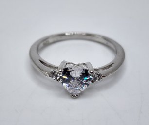 CZ Heart Ring In Sterling Silver