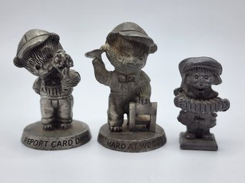 Lot Of 3 Vintage Pewter Miniature Figures