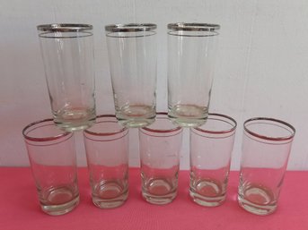 Vintage Silver Trimmed Highball Glasses