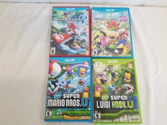 Wii U Mario Video Game Lot - Super Mario Bros U, Super Luigi U, Mario Kart 8 & Mario Party 10