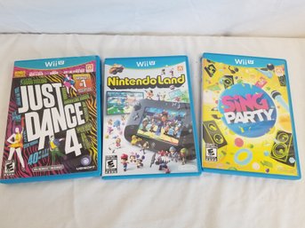 Wii U Video Game Lot - Sing Party, Nintendo Land, Just Dance 4