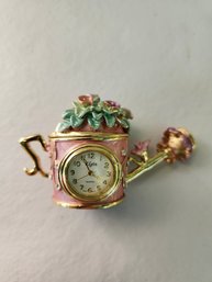Miniature Floral Watering Can Clock