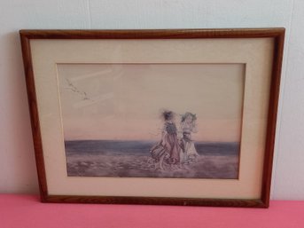 Young Girls Walking The Beach Framed Print