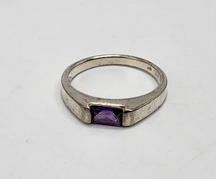 Vintage Sterling Silver Ring With Purple Stone