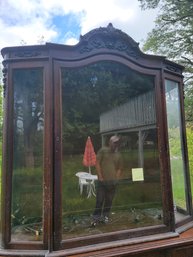 Antique Solid Wood Curved Glass Cabinet Cupboard Mahogany  (Top Only)